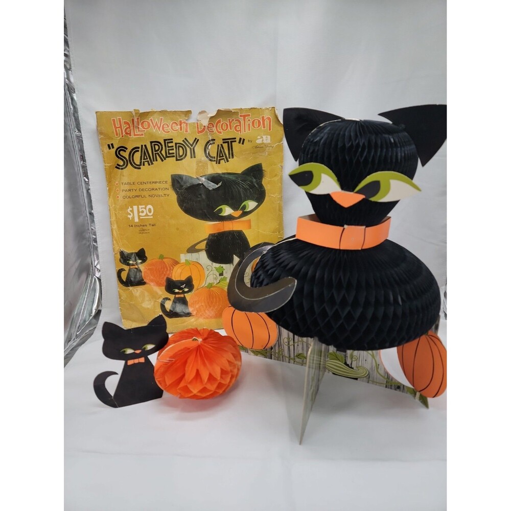 Vintage American Greetings “Scaredy Cat” Halloween Decorations Vintage MCM